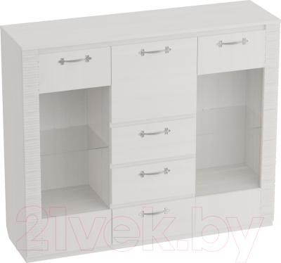 Тумба Мебельград Элана с баром (бодега белая) - фото