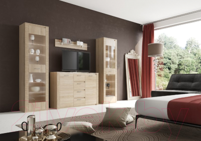 Шкаф-пенал с витриной Мебельград Элана (дуб сонома)