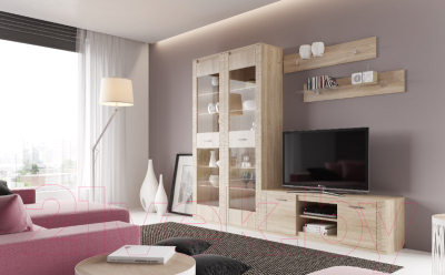 Шкаф-пенал с витриной Мебельград Элана (дуб сонома)