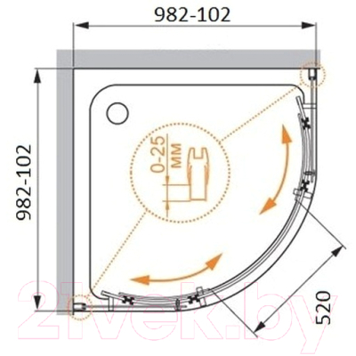 Душевой уголок Cezares STYLUS-O-M-R-2-100-C-Cr