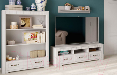 Стеллаж Мебельград Прованс (бодега белая/патина премиум)