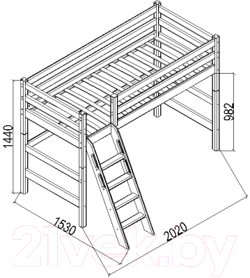 Кровать-чердак детская Мебельград Соня вариант 6