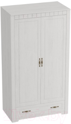 Шкаф Мебельград Прованс 2-х дверный 107x59x197 (бодега белая/патина премиум) - фото