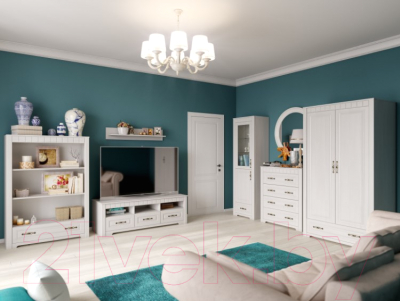 Шкаф Мебельград Прованс 2-х дверный 107x59x197 (бодега белая/патина премиум)