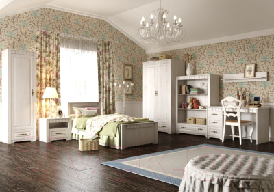 Шкаф Мебельград Прованс 2-х дверный 107x59x197 (бодега белая/патина премиум)