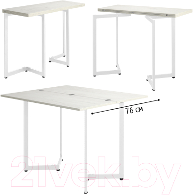 Обеденный стол Millwood Арлен 1 38-76x110x76 (дуб белый Craft/металл белый)