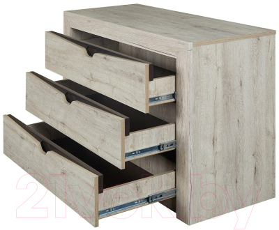 Комод Мебельград Соренто с 3 ящиками (дуб бонифаций/кофе структурный матовый)