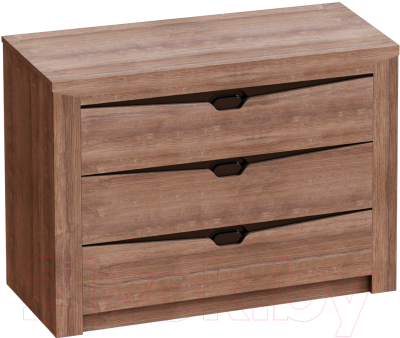 Комод Мебельград Соренто с 3 ящиками (дуб стирлинг/кофе структурный матовый) - фото