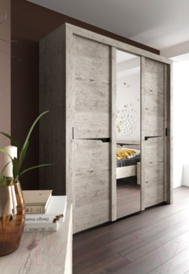 Шкаф-купе Мебельград Соренто с раздвижными дверями 194x62x220 (дуб бонифаций/кофе структурный матовый)