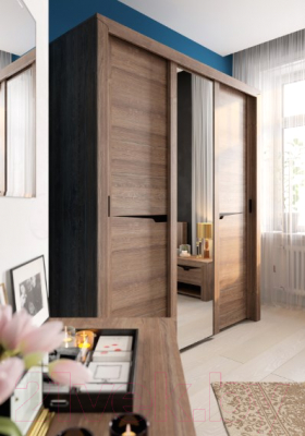 Шкаф-купе Мебельград Соренто с раздвижными дверями 194x62x220 (дуб стирлинг/кофе структурный матовый)