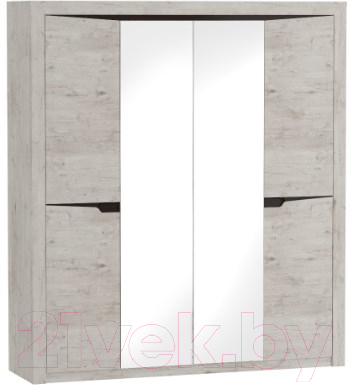 Шкаф Мебельград Соренто 4-х дверный 196.5x54.5x220 (дуб бонифаций/кофе структурный матовый) - фото