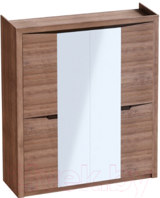 Шкаф Мебельград Соренто 4-х дверный 196.5x54.5x220 (дуб стирлинг/кофе структурный матовый) - фото