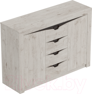 Тумба Мебельград Соренто с 4 ящиками и 2 дверцами (дуб бонифаций/кофе структурный матовый) - фото