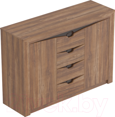 Тумба Мебельград Соренто с 4 ящиками и 2 дверцами (дуб стирлинг/кофе структурный матовый) - фото