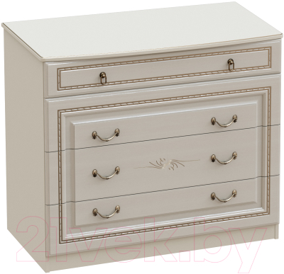 Комод Мебельград Николь с 4 ящиками (ясень жемчужный/ваниль) - фото