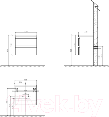 Тумба под умывальник BelBagno Energia-N-600-2C-SO-BL