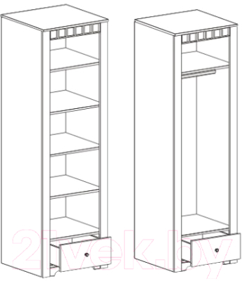 Шкаф Мебельград Прованс платяной 60.2x59x197 (бодега белая/платина премиум)
