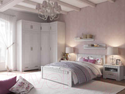 Шкаф Мебельград Прованс платяной 60.2x59x197 (бодега белая/платина премиум)