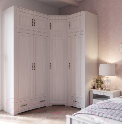 Шкаф Мебельград Прованс платяной 60.2x59x197 (бодега белая/платина премиум)