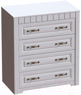 Комод Мебельград Прованс в спальню 91.5х41х102 (бодега белая/патина премиум) - фото