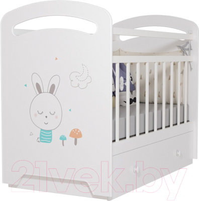 Детская кроватка VDK Lucy маятник и ящик (белый) - фото