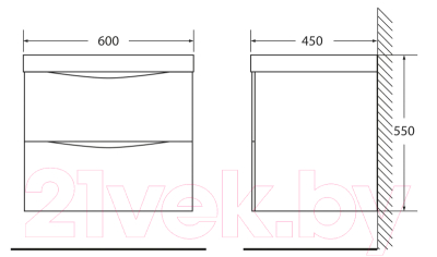 Тумба под умывальник BelBagno Marino-600-2C-SO-BL-P