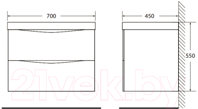 Тумба под умывальник BelBagno Marino-700-2C-SO-BL-P