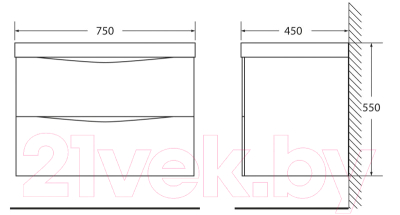 Тумба под умывальник BelBagno Marino-750-2C-SO-BL-P