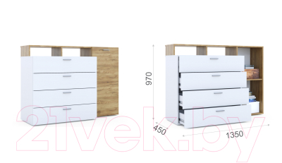 Тумба Империал Невио-1 (дуб крафт золотой/белый)