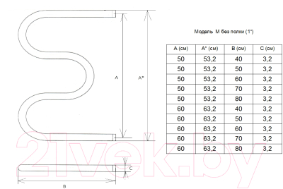 Полотенцесушитель водяной Двин M CS 50x60