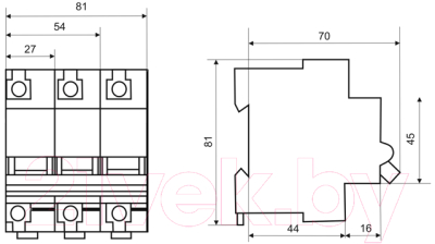 Выключатель автоматический ETP ВА 47-100 3P 10А (D)