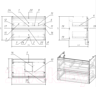 Тумба под умывальник Cersanit Moduo / SB-SZ-MOD80-BL/Wh