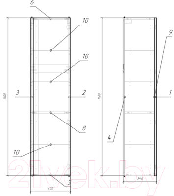 Шкаф-пенал для ванной Cersanit Moduo / SB-SL-MOD/Wh