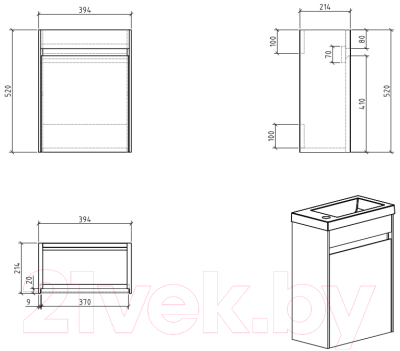 Тумба под умывальник BelBagno Pietra Mini-400-1A-SO-SCM-L