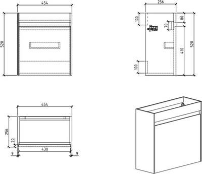 Тумба под умывальник BelBagno Pietra Mini-460-1A-SO-BL-L