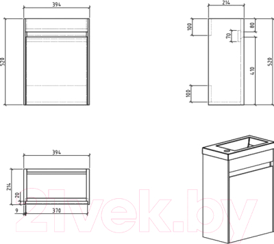 Тумба под умывальник BelBagno Pietra Mini-400-1A-SO-BL-R