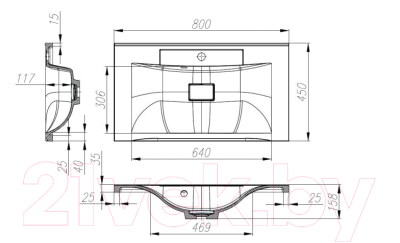 Умывальник BelBagno BB900/450-LV-MR-PR