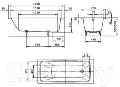 Ванна стальная Kaldewei Cayono 749 170x70