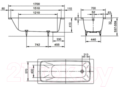 Ванна стальная Kaldewei Cayono 749 170x70 (с ножками)