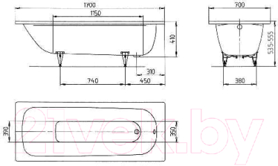 Ванна стальная Kaldewei Saniform Plus 363-1 170x70 (easy-clean, с ножками)