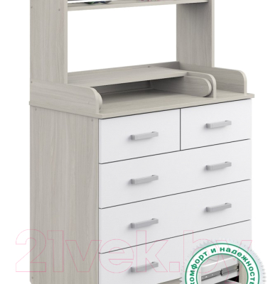 Комод пеленальный Атон Сириус-2 Полка 805 ЛДСП (шимо светлый/белый)