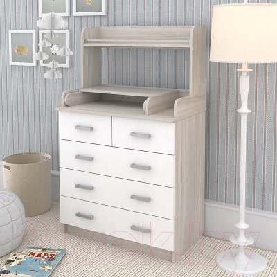 Комод пеленальный Атон Сириус-2 Полка 805 ЛДСП (шимо светлый/белый)