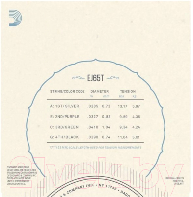 Струны для укулеле D'Addario EJ65T