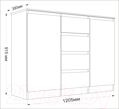 Тумба Евва Турин ТР-2D4S/S (дуб сонома)