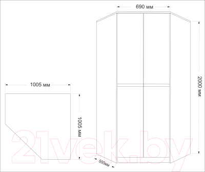 Шкаф Евва Турин ТР-2D/S