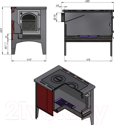 Печь отопительно-варочная Везувий В9С