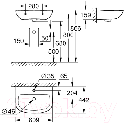 Умывальник GROHE Bau Ceramic 60 39421000