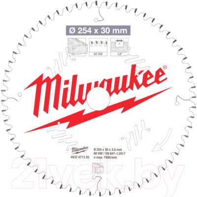 Пильный диск Milwaukee 4932471320 - фото