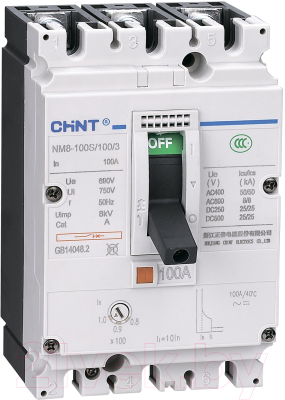 Выключатель автоматический Chint NM8-250S 3P 100А 50кА / 149476 - фото