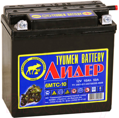 Мотоаккумулятор Tyumen Battery Лидер 6МТС-10 / 00-00001634 - фото